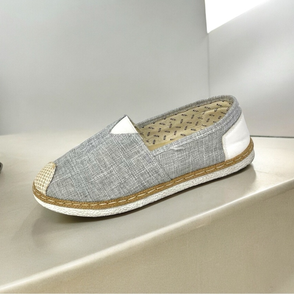 Light Grey Canvas Slip On Espadrille Shoes Size 40